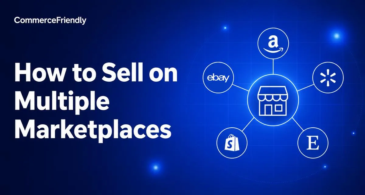 Diagram of how to sell on multiple marketplaces with one catalog and shared stock pool