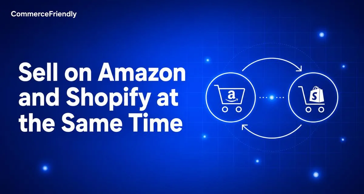 Diagram of selling on Amazon and Shopify at the same time with shared inventory, FBA and pricing rules